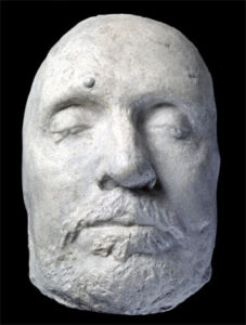 En s.k. dødsmaske - en voksafstøbning af Oliver Cromwell´s ansigt, foretaget ved hans død i 1658.